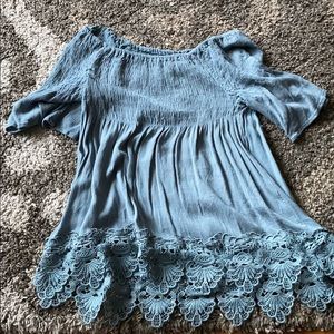 Blue off the shoulder